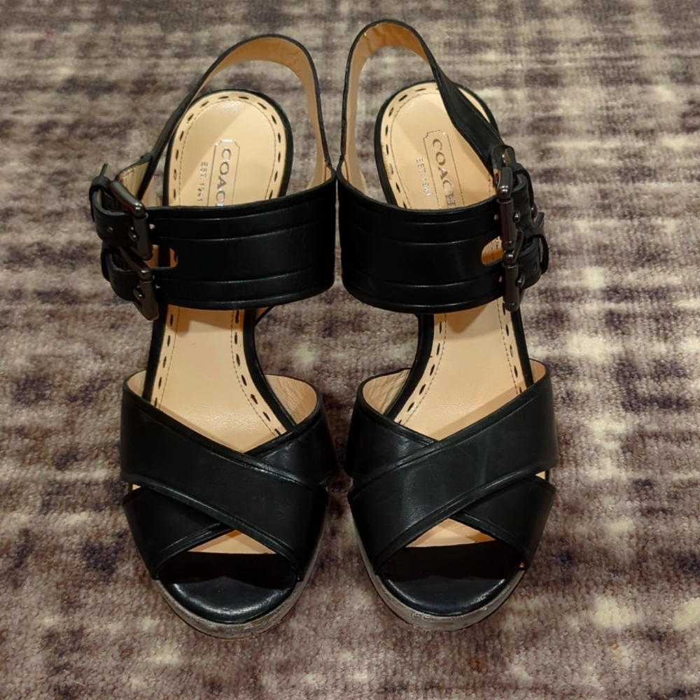 Coach black strappy sandal